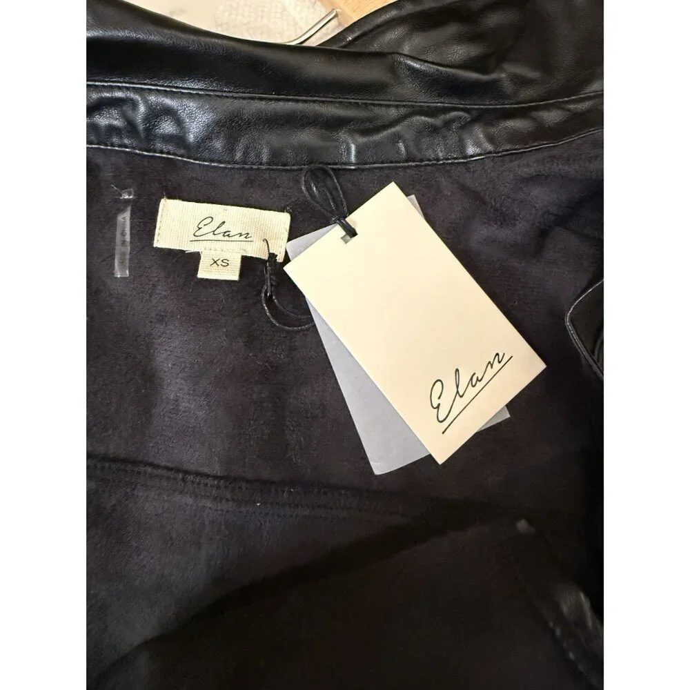NWT Elan Farrah Faux Leather Mini Dress Black Size XS $110 [jb]